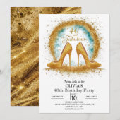 Glitter Stijlvol Digitaal Goud 40e Verjaardag Kaart (Voorkant / Achterkant)