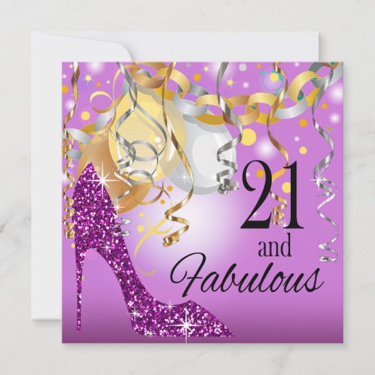 Glitter Stiletto 21st Birthday | lila paars Kaart (Voorkant)