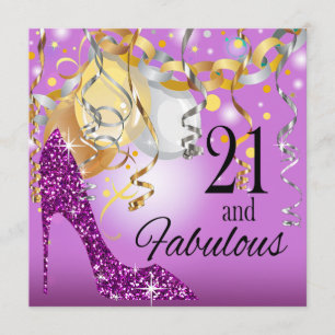 Glitter Stiletto 21st Birthday   lila paars Kaart