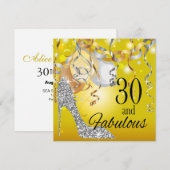 Glitter Stiletto 30th Birthday | geel zilver Kaart (Voorkant / Achterkant)