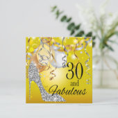 Glitter Stiletto 30th Birthday | geel zilver Kaart (Staand voorkant)
