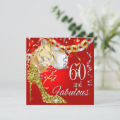 Glitter Stiletto 60ste verjaardag | rood goud Kaart (Staand voorkant)