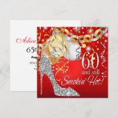 Glitter Stiletto 60ste verjaardag | rood zilver Kaart (Voorkant / Achterkant)