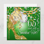 Glitter Stiletto 65th Birthday | groen goud Kaart (Voorkant / Achterkant)