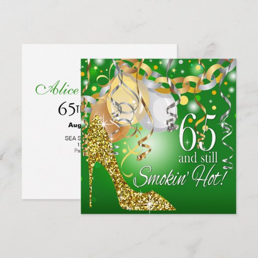 Glitter Stiletto 65th Birthday | groen goud Kaart (Voorkant / Achterkant)