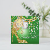 Glitter Stiletto 65th Birthday | groen goud Kaart (Staand voorkant)