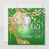 Glitter Stiletto 65th Birthday | groen goud Kaart (Voorkant)