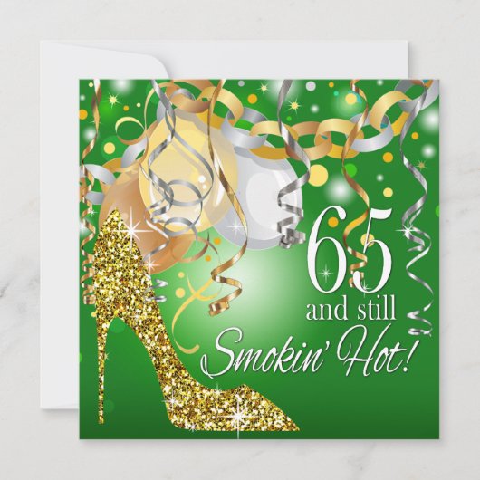 Glitter Stiletto 65th Birthday | groen goud Kaart (Voorkant)