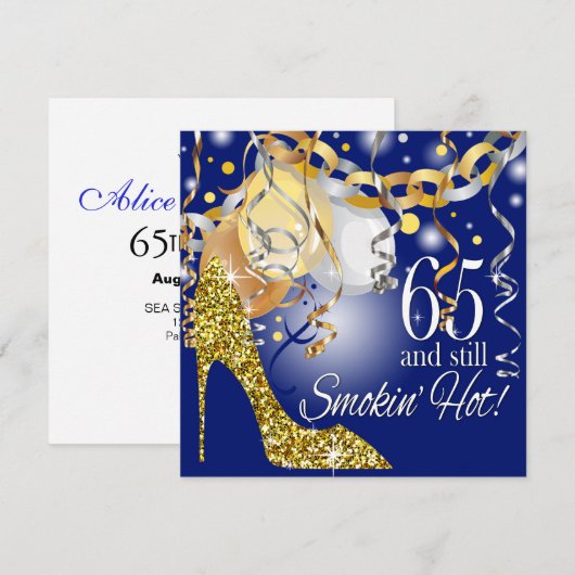 Glitter Stiletto 65th Birthday | Koninklijk blauw  Kaart (Voorkant / Achterkant)
