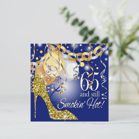 Glitter Stiletto 65th Birthday | Koninklijk blauw  Kaart (Staand voorkant)