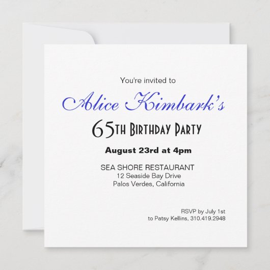 Glitter Stiletto 65th Birthday | Koninklijk blauw  Kaart (Achterkant)