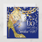 Glitter Stiletto 65th Birthday | Koninklijk blauw  Kaart (Voorkant)