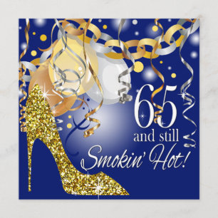 Glitter Stiletto 65th Birthday   Koninklijk blauw  Kaart