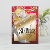 Glitter Stiletto Balloons 21st Birthday red Kaart (Staand voorkant)