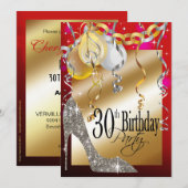 Glitter Stiletto Balloons 21st Birthday red Kaart (Voorkant / Achterkant)