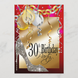 Glitter Stiletto Balloons 21st Birthday red Kaart