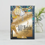 Glitter Stiletto Balloons 21ste verjaardag blauwgr Kaart (Staand voorkant)