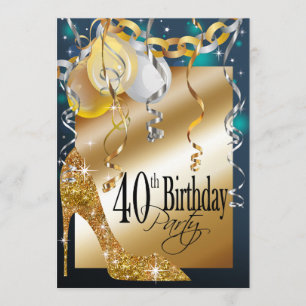 Glitter Stiletto Balloons 21ste verjaardag blauwgr Kaart