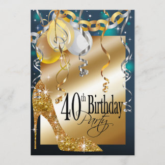 Glitter Stiletto Balloons 21ste verjaardag blauwgr Kaart