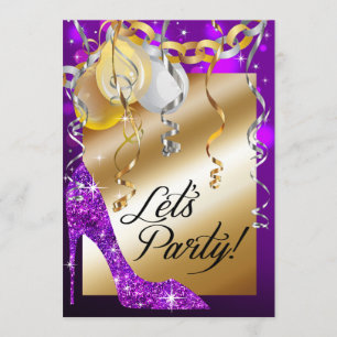 Glitter Stiletto Balloons 21ste verjaardag paars Kaart