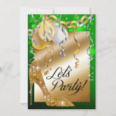 Glitter Stiletto Balloons 30th Birthday emerald Kaart (Voorkant)