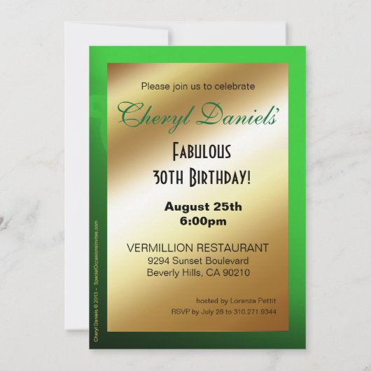 Glitter Stiletto Balloons 30th Birthday emerald Kaart (Achterkant)