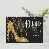 Glitter Stiletto Champagne 40e verjaardag goud Kaart (Staand voorkant)