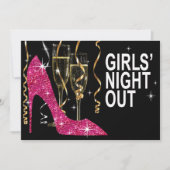 Glitter Stiletto Champagne Girls Night Out fuschia Kaart (Voorkant)