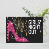 Glitter Stiletto Champagne Meidenavond roze Kaart (Staand voorkant)