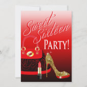 Glitter Stiletto Purse & Lipstick, zoet 16-partijn Kaart (Voorkant)