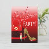 Glitter Stiletto Purse & Lipstick, zoet 16-partijn Kaart (Staand voorkant)