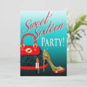 Glitter Stiletto Purse & Lipstick, zoet 16-partijn Kaart (Staand voorkant)