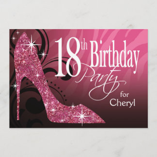 Glitter Stiletto Zebra 18e Verjaardag roze Kaart