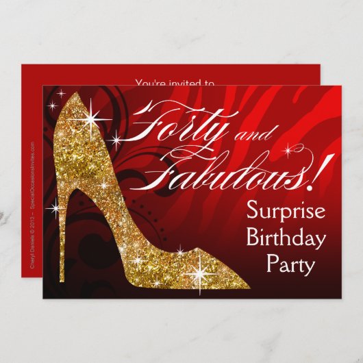 Glitter Stiletto Zebra 30 en overvloed Birthday re Kaart (Voorkant / Achterkant)