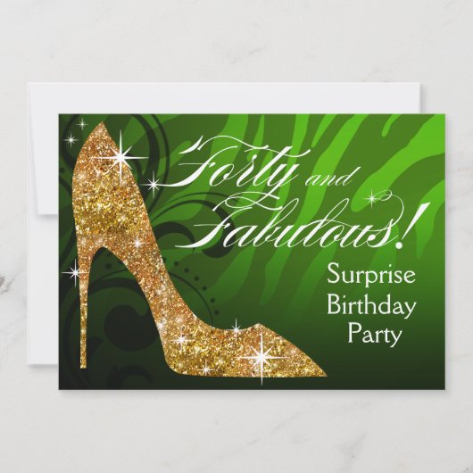 Glitter Stiletto Zebra 40 & Fabulous Birthday Kaart (Voorkant)