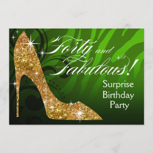 Glitter Stiletto Zebra 40 & Fabulous Birthday Kaart