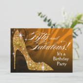 Glitter Stiletto Zebra 50 & Fabulous Birthday gold Kaart (Staand voorkant)