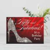 Glitter Stiletto Zebra 50 & Fabulous Birthday red Kaart (Staand voorkant)