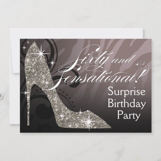 Glitter Stiletto Zebra 60 & Sensational Birthday Kaart (Voorkant)