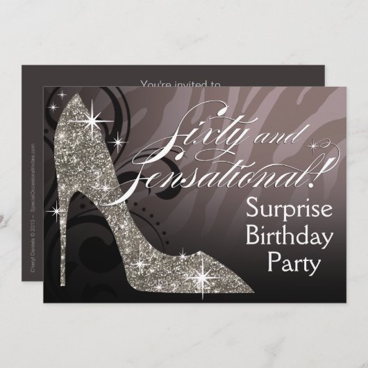 Glitter Stiletto Zebra 60 & Sensational Birthday Kaart (Voorkant / Achterkant)