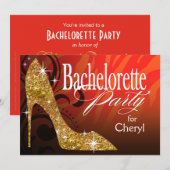 Glitter Stiletto Zebra Bachelorette Party oranje Kaart (Voorkant / Achterkant)