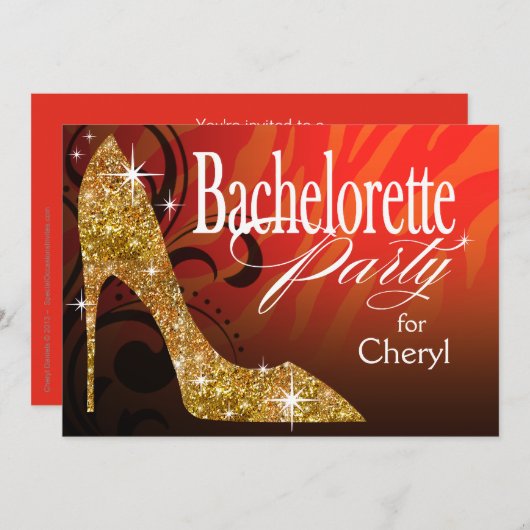 Glitter Stiletto Zebra Bachelorette Party oranje Kaart (Voorkant / Achterkant)