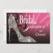 Glitter Stiletto Zebra roze zilver Kaart (Voorkant)