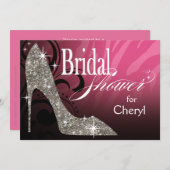 Glitter Stiletto Zebra roze zilver Kaart (Voorkant / Achterkant)