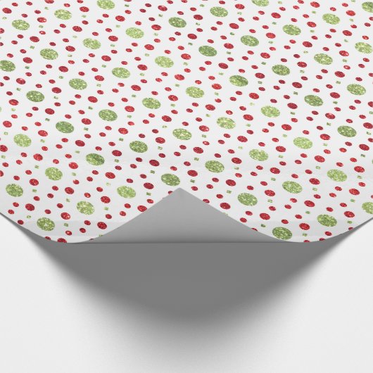 Glitter-Stippen in kerstrood en groen glitter Cadeaupapier (Hoek)