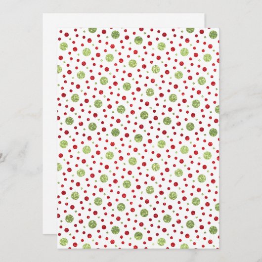 Glitter-Stippen in kerstrood en groen glitter Feestdagenkaart (Voorkant / Achterkant)