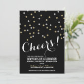Glitter Stippen Uitnodiging Eve-partij nieuwjaar (Staand voorkant)