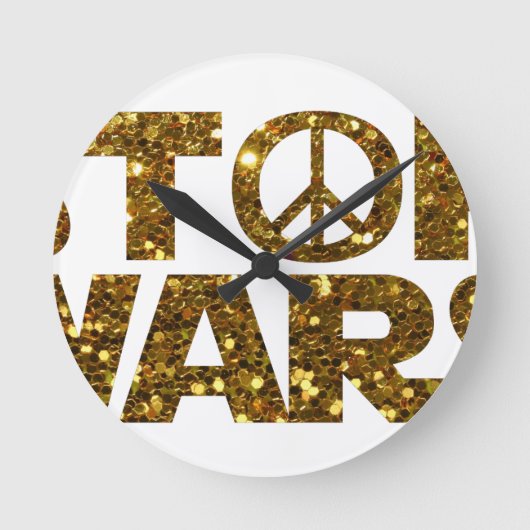 glitter stop oorlogen ronde klok (Voorkant)