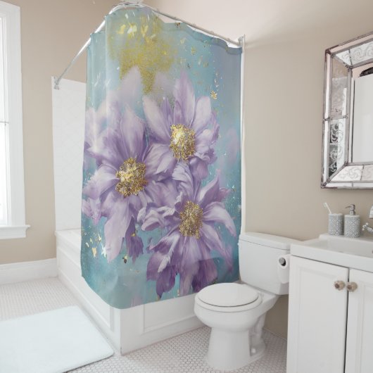 Glitter Storm Fantasy Flowers Douchegordijn (In situ)