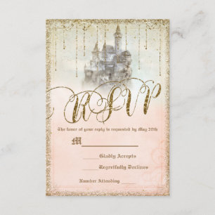 Glitter Storybook Castle Wedding RSVP Antwoord